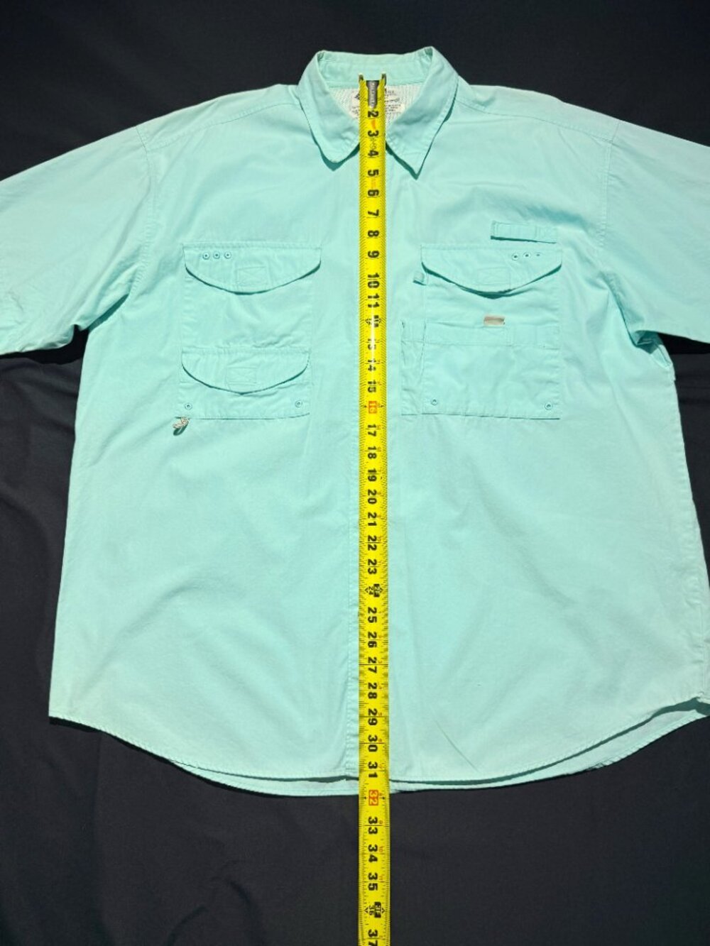 Columbia PFG Mens Shirt Large Aqua Vented Fishing Pockets Outdoors - Picture 6 of 7